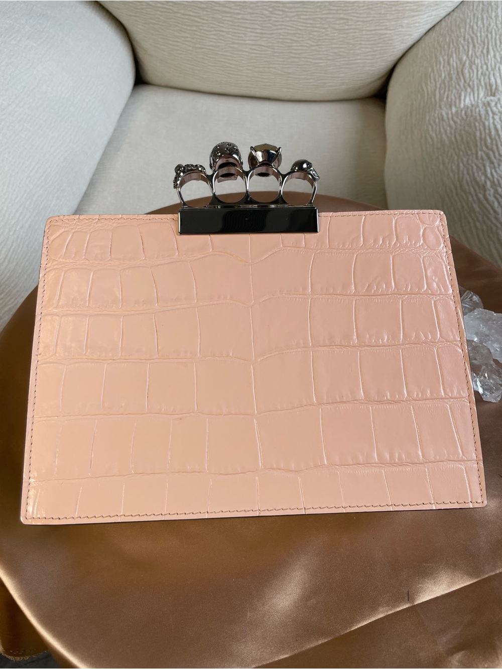 Authentic Alexander McQueen Knuckle Clutch with Dust Bag and Branded Cards NWT